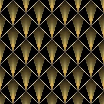 Art Deco Pattern. Vector background in 1920s style. Gold black texture Stock Illustration