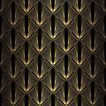 Art Deco Pattern. Vector background in 1920s style. Gold black texture Stock Illustration
