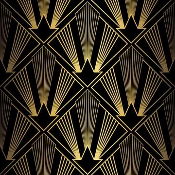 Art Deco Pattern. Vector background in 1920s style. Gold black texture Stock Illustration