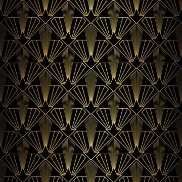 Art Deco Pattern. Vector background in 1920s style. Gold black texture Stock Illustration