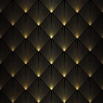 Art Deco Pattern. Vector background in 1920s style. Gold black texture Stock Illustration