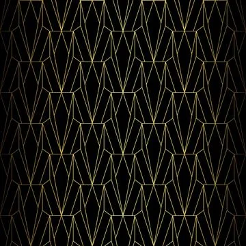 Art Deco Pattern. Vector background in 1920s style. Gold black texture Stock Illustration