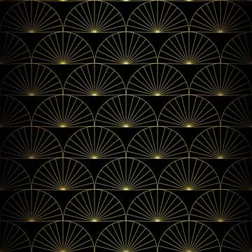 Art Deco Pattern. Vector background in 1920s style. Gold black texture 스톡 일러스트