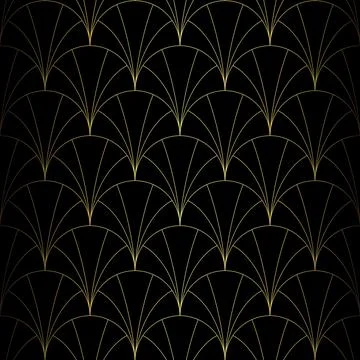 Art Deco Pattern. Vector background in 1920s style. Gold black texture Stock Illustration