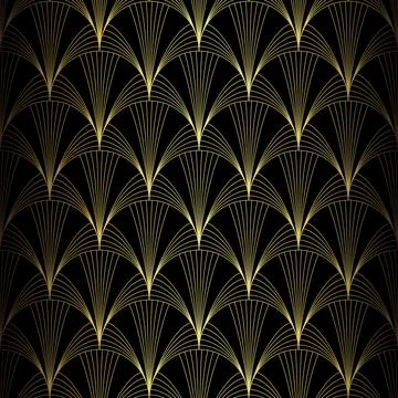 Art Deco Pattern. Vector background in 1920s style. Gold black texture Illustrazione stock