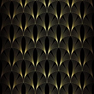 Art Deco Pattern. Vector background in 1920s style. Gold black texture Stock Illustration