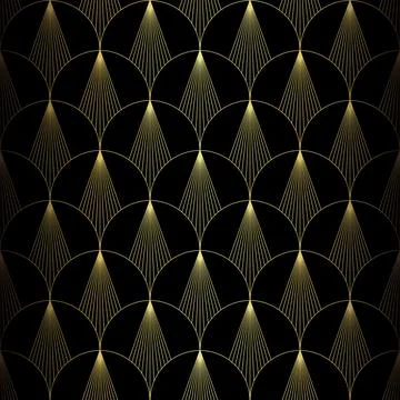 Art Deco Pattern. Vector background in 1920s style. Gold black texture 스톡 일러스트