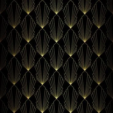 Art Deco Pattern. Vector background in 1920s style. Gold black texture Stock Illustration