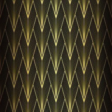 Art Deco Pattern. Vector background in 1920s style. Gold black texture Stock Illustration