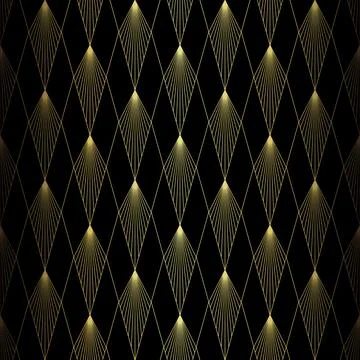 Art Deco Pattern. Vector background in 1920s style. Gold black texture Stock Illustration