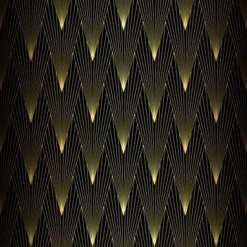 Art Deco Pattern. Vector background in 1920s style. Gold black texture 库存插图