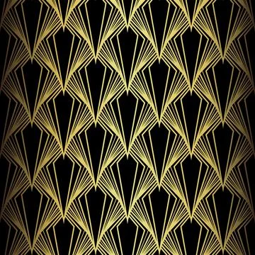 Art Deco Pattern. Vector background in 1920s style. Gold black texture Illustrazione stock