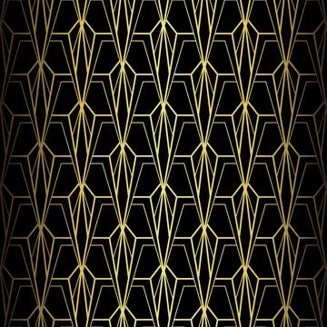 Art Deco Pattern. Vector background in 1920s style. Gold black texture Stock Illustration