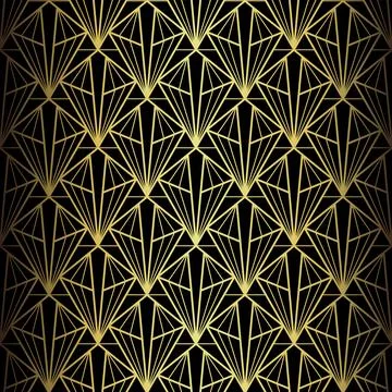 Art Deco Pattern. Vector background in 1920s style. Gold black texture Stock Illustration