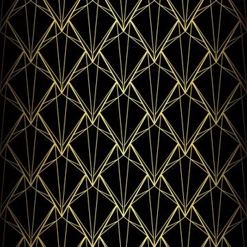 Art Deco Pattern. Vector background in 1920s style. Gold black texture 库存插图