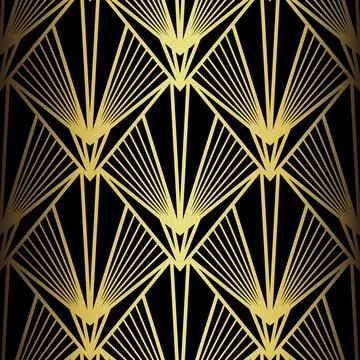 Art Deco Pattern. Vector background in 1920s style. Gold black texture Stock Illustration
