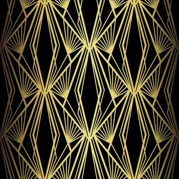 Art Deco Pattern. Vector background in 1920s style. Gold black texture 스톡 일러스트