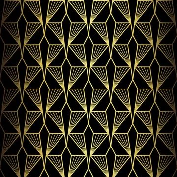 Art Deco Pattern. Vector background in 1920s style. Gold black texture Stock Illustration