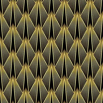Art Deco Pattern. Vector background in 1920s style. Gold black texture Stock Illustration