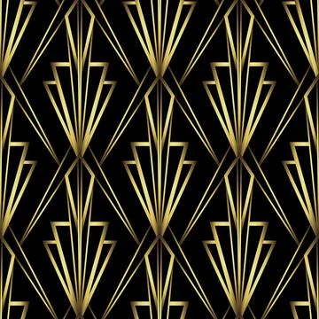 Art Deco Pattern. Vector background in 1920s style. Gold black texture Stock Illustration