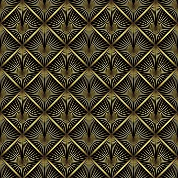 Art Deco Pattern. Vector background in 1920s style. Gold black texture Stock Illustration