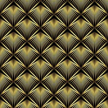 Art Deco Pattern. Vector background in 1920s style. Gold black texture Stock Illustration