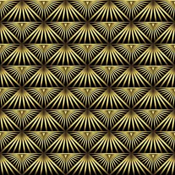 Art Deco Pattern. Vector background in 1920s style. Gold black texture Stock Illustration