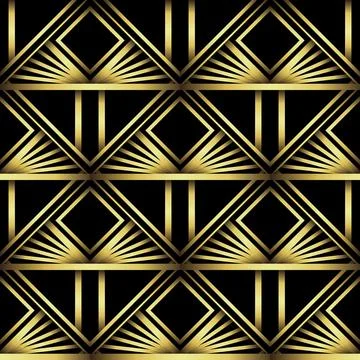 Art Deco Pattern. Vector background in 1920s style. Gold black texture Stock Illustration