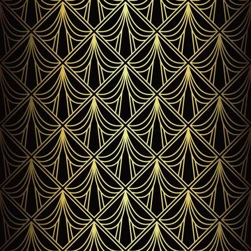 Art Deco Pattern. Vector background in 1920s style. Gold black texture Stock Illustration