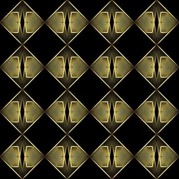 Art Deco Pattern. Vector background in 1920s style. Gold black texture Stock Illustration