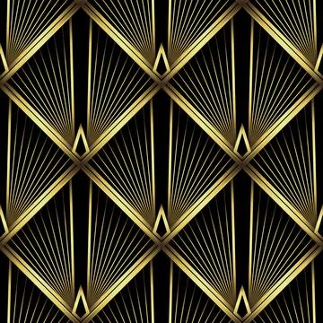 Art Deco Pattern. Vector background in 1920s style. Gold black texture Stock Illustration
