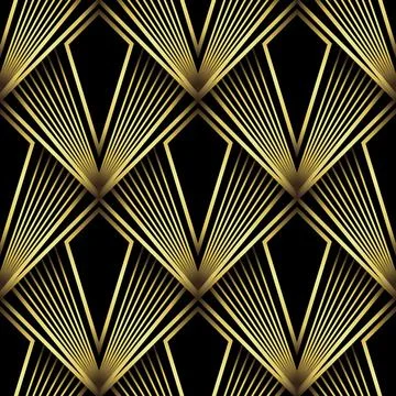 Art Deco Pattern. Vector background in 1920s style. Gold black texture Stock Illustration