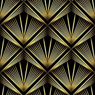 Art Deco Pattern. Vector background in 1920s style. Gold black texture Stock Illustration