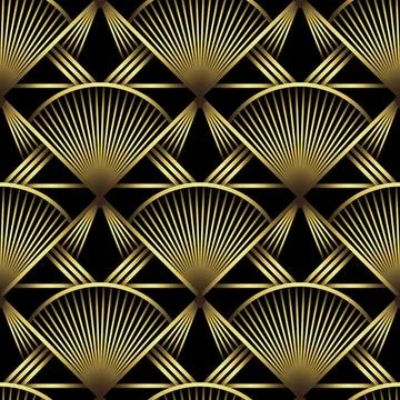 Art Deco Pattern. Vector background in 1920s style. Gold black texture 스톡 일러스트