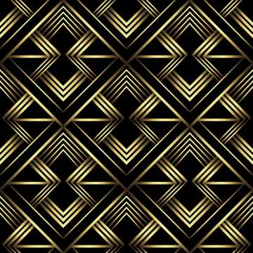 Art Deco Pattern. Vector background in 1920s style. Gold black texture Stock Illustration