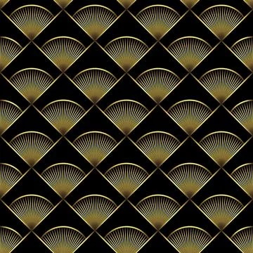 Art Deco Pattern. Vector background in 1920s style. Gold black texture Stock Illustration
