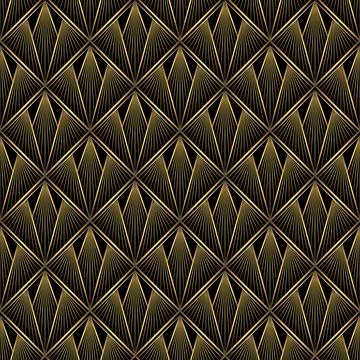 Art Deco Pattern. Vector background in 1920s style. Gold black texture Stock Illustration