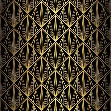 Art Deco Pattern. Vector background in 1920s style. Gold black texture 库存插图