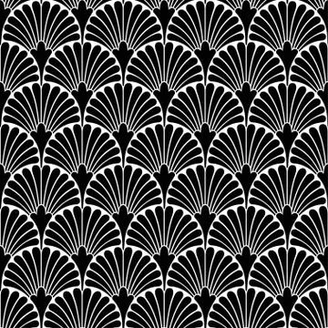 Art Deco pattern. Vector black white background. Luxury seamless ornament Stock Illustration