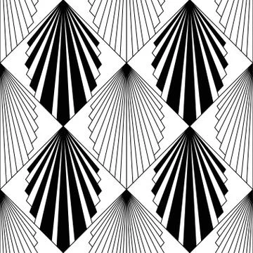 Art Deco pattern. Vector black white background. Luxury seamless ornament Stock Illustration