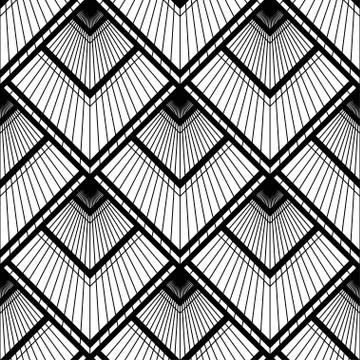 Art Deco pattern. Vector black white background. Luxury seamless ornament Stock Illustration