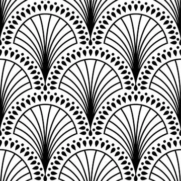 Art Deco pattern. Vector black white background. Luxury seamless ornament Illustrazione stock