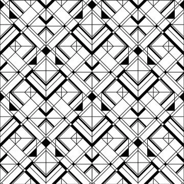Art Deco pattern. Vector black white background. Luxury seamless ornament Stock Illustration