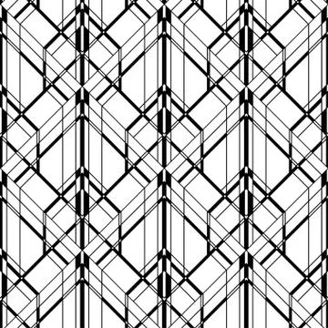 Art Deco pattern. Vector black white background. Luxury seamless ornament Illustrazione stock
