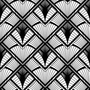 Art Deco pattern. Vector black white background. Luxury seamless ornament Stock Illustration