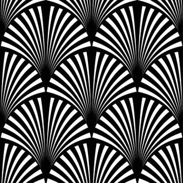 Art Deco pattern. Vector black white background. Luxury seamless ornament Illustrazione stock