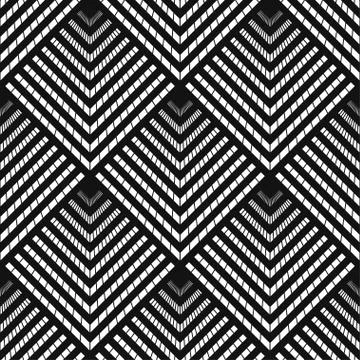 Art Deco pattern. Vector black white background. Luxury seamless ornament Stock Illustration