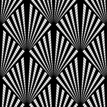 Art Deco pattern. Vector black white background. Luxury seamless ornament Stock Illustration