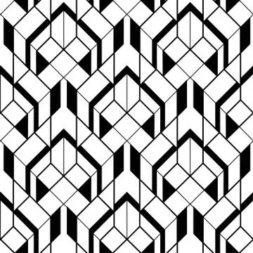 Art Deco pattern. Vector black white background. Luxury seamless ornament Stock Illustration
