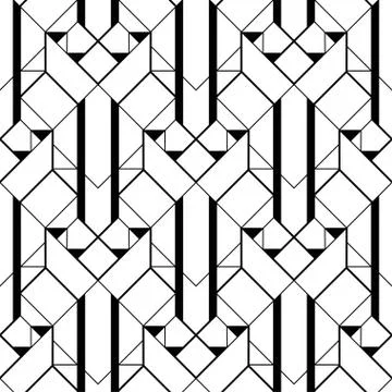 Art Deco pattern. Vector black white background. Luxury seamless ornament Stock Illustration